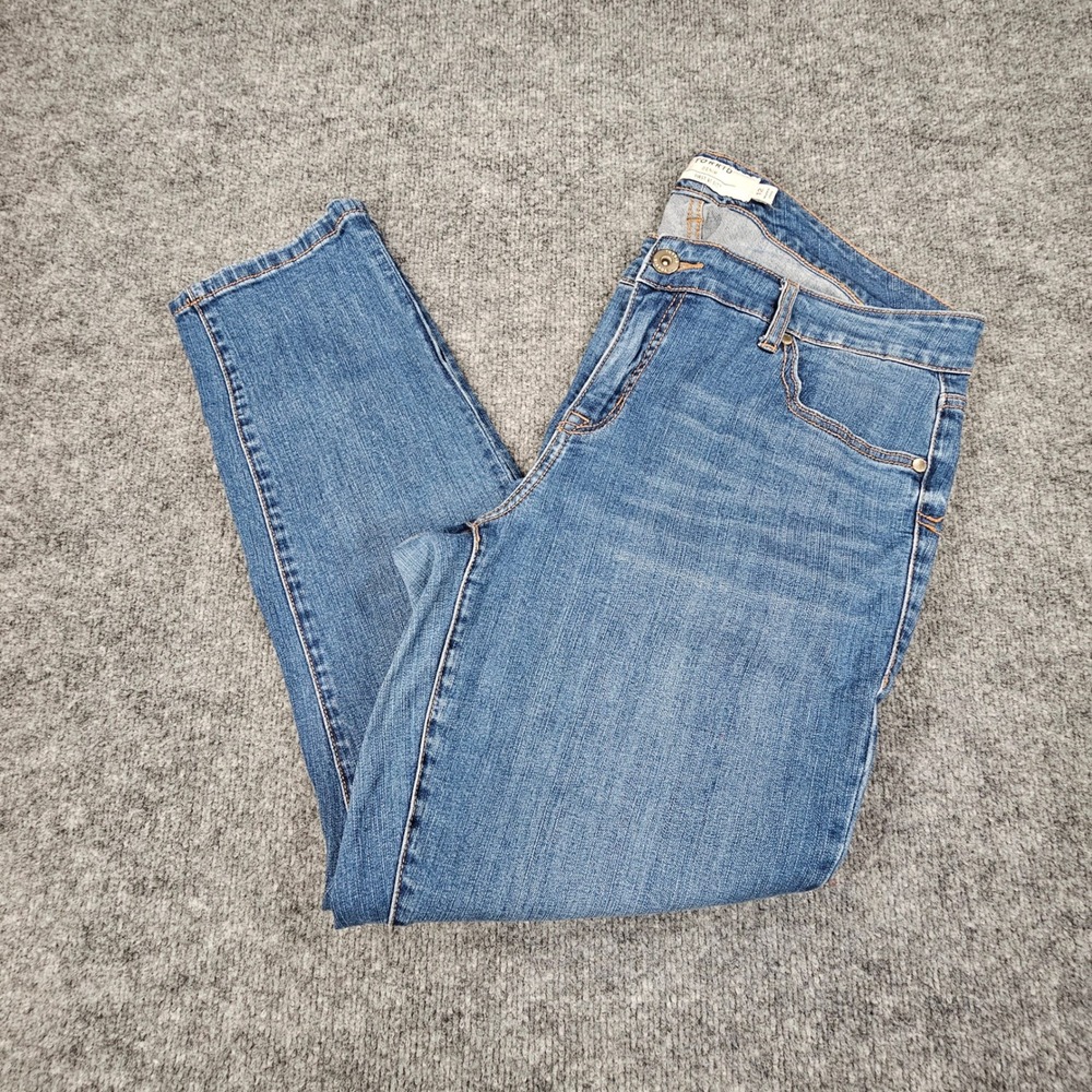 Torrid First At Fit Straight Leg Jeans Women Size 12 Medium Wash Blue Stretch